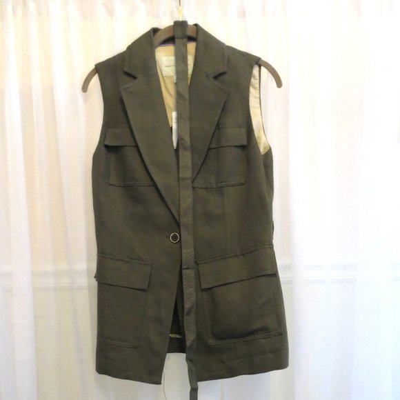 Banana Republic Olive Green Linen Safari Vest NWT size 4 - Picture 5 of 7